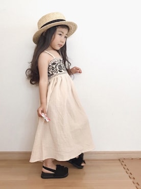 「ロングヘア」｜「アイテム（その他）」を使った、renaさん（キッズ・90cm）の春コーディネート
