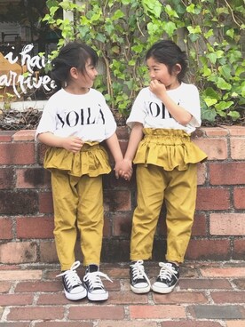 「マスタードイエロー」｜「アイテム（その他）」を使った、renaさん（キッズ・100cm）の秋コーディネート