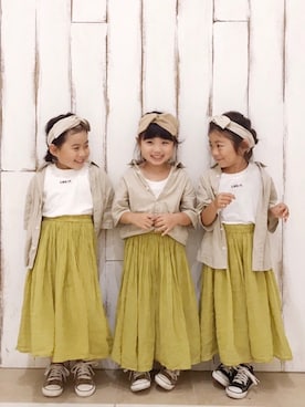 「CIAOPANIC TYPY（チャオパニックティピー）の【ママとおそろい】indiaボイルスカウチョ（その他パンツ）」を使った、renaさん（キッズ・100cm）の秋コーディネート