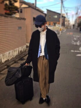 「THREE BLIND MICE（スリーブラインドマイス）のアイテム（トップス）」を使った、新岡久信さん（メンズ・178cm）の冬コーディネート