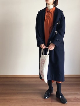 「OMNIGOD（オムニゴッド）のアイテム（シャツワンピース）」を使った、あさこさん（レディース・164cm）の冬コーディネート