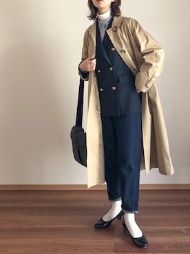 「JOURNAL STANDARD relume（ジャーナルスタンダード　レリューム）の●T/Wギャバネイビーブレザー◆（テーラードジャケット）」を使った、あさこさん（レディース・164cm）の冬コーディネート