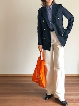 「JOURNAL STANDARD relume（ジャーナルスタンダード　レリューム）の●T/Wギャバネイビーブレザー◆（テーラードジャケット）」を使った、あさこさん（レディース・164cm）の春コーディネート