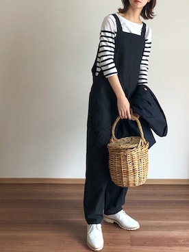「DANTON（ダントン）のアイテム（オールインワン・サロペット）」を使った、あさこさん（レディース・164cm）の春コーディネート