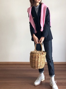 「JOURNAL STANDARD relume（ジャーナルスタンダード　レリューム）の●T/Wギャバネイビーブレザー◆（テーラードジャケット）」を使った、あさこさん（レディース・164cm）の春コーディネート