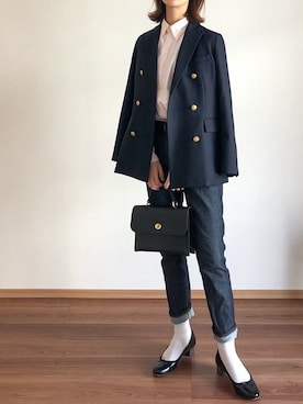 「JOURNAL STANDARD relume（ジャーナルスタンダード　レリューム）の●T/Wギャバネイビーブレザー◆（テーラードジャケット）」を使った、あさこさん（レディース・164cm）の春コーディネート
