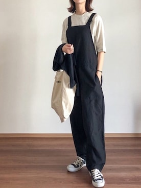「DANTON（ダントン）のアイテム（オールインワン・サロペット）」を使った、あさこさん（レディース・164cm）の春コーディネート