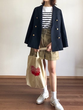 「JOURNAL STANDARD relume（ジャーナルスタンダード　レリューム）の●T/Wギャバネイビーブレザー◆（テーラードジャケット）」を使った、あさこさん（レディース・164cm）の春コーディネート