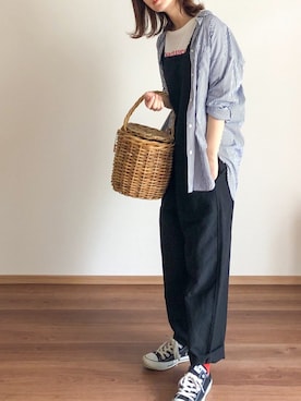 「DANTON（ダントン）のアイテム（オールインワン・サロペット）」を使った、あさこさん（レディース・164cm）の春コーディネート