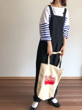 「マリンコーデ」｜「アイテム（オールインワン・サロペット）」を使った、あさこさん（レディース・164cm）の春コーディネート