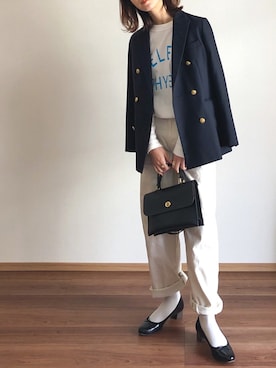 「JOURNAL STANDARD relume（ジャーナルスタンダード　レリューム）の●T/Wギャバネイビーブレザー◆（テーラードジャケット）」を使った、あさこさん（レディース・164cm）の春コーディネート