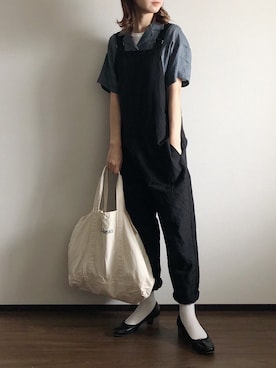 「DANTON（ダントン）のアイテム（オールインワン・サロペット）」を使った、あさこさん（レディース・164cm）の春コーディネート
