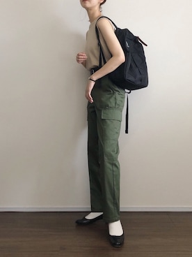 「CLANE（クラネ）のアイテム（カーゴパンツ）」を使った、あさこさん（レディース・164cm）の夏コーディネート