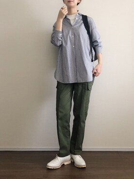 「CLANE（クラネ）のアイテム（カーゴパンツ）」を使った、あさこさん（レディース・164cm）の夏コーディネート