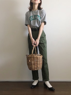 「CLANE（クラネ）のアイテム（カーゴパンツ）」を使った、あさこさん（レディース・164cm）の夏コーディネート