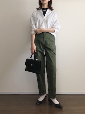 「CLANE（クラネ）のアイテム（カーゴパンツ）」を使った、あさこさん（レディース・164cm）の夏コーディネート
