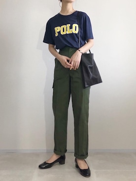 「CLANE（クラネ）のアイテム（カーゴパンツ）」を使った、あさこさん（レディース・164cm）の夏コーディネート
