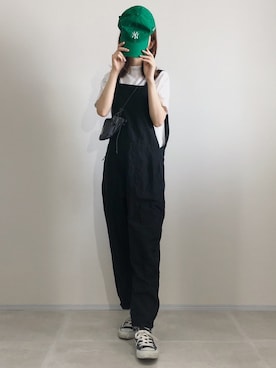 「DANTON（ダントン）のアイテム（オールインワン・サロペット）」を使った、あさこさん（レディース・164cm）の夏コーディネート