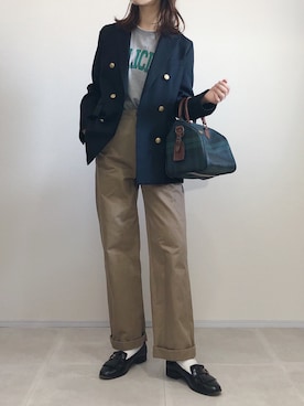 「JOURNAL STANDARD relume（ジャーナルスタンダード　レリューム）の●T/Wギャバネイビーブレザー◆（テーラードジャケット）」を使った、あさこさん（レディース・164cm）の秋コーディネート