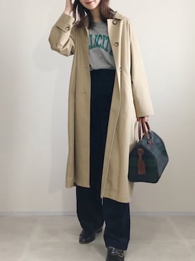 ステンカラーコートを使った 秋のコーデ のレディース人気ファッションコーディネート Wear