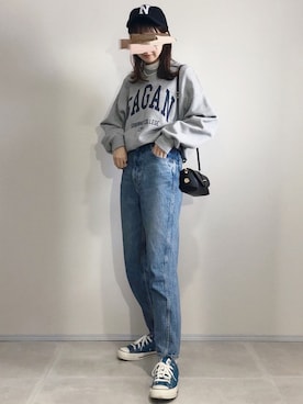 「THE SHINZONE（ザ　シンゾーン）の【THE SHINZONE】キャロットデニム WOMEN（デニムパンツ）」を使った、あさこさん（レディース・164cm）の冬コーディネート