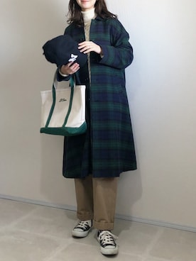 「ブラックウォッチ」｜「アイテム（キャップ）」を使った、あさこさん（レディース・164cm）の冬コーディネート