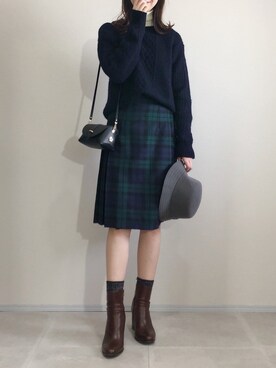 「ADAM ET ROPE'（アダムエロペ）のミディー丈ショートブーツ（ブーツ）」を使った、あさこさん（レディース・164cm）の秋コーディネート