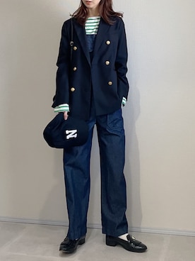 「JOURNAL STANDARD relume（ジャーナルスタンダード　レリューム）の●T/Wギャバネイビーブレザー◆（テーラードジャケット）」を使った、あさこさん（レディース・164cm）の冬コーディネート