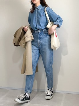 「JOURNAL STANDARD relume（ジャーナルスタンダード　レリューム）のアイテム（ステンカラーコート）」を使った、あさこさん（レディース・164cm）の春コーディネート