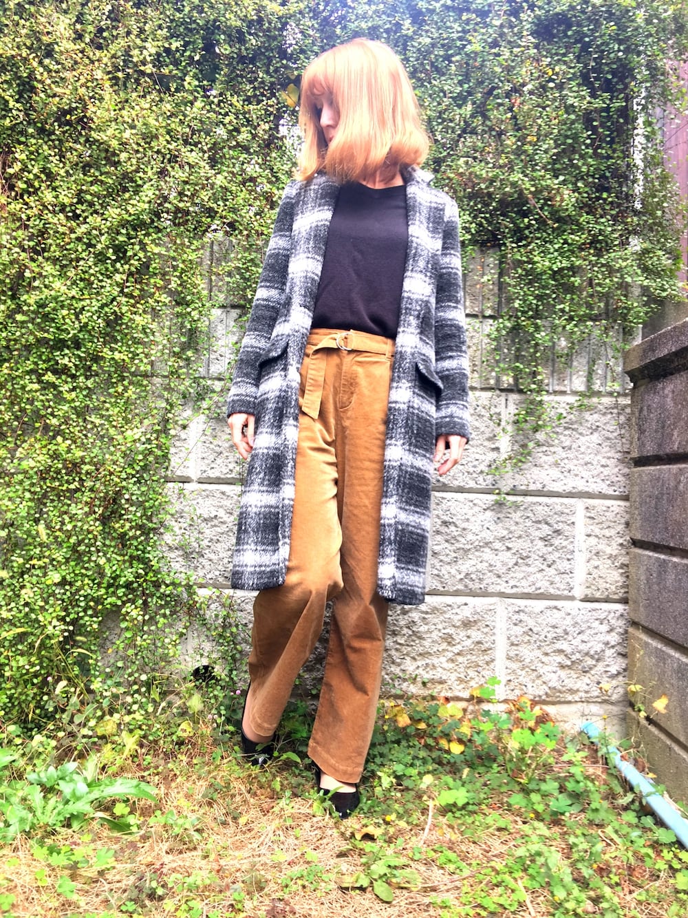 「冬、コーデュロイパンツ、チェスターコート、モード、今日のコーデ、チェックコート、グレンチェック、シンプル」｜「CECIL McBEEのアイテム（モッズコート、その他）」を使った、Lana☆さん（レディース・165cm）の冬コーディネートの1枚目の写真
