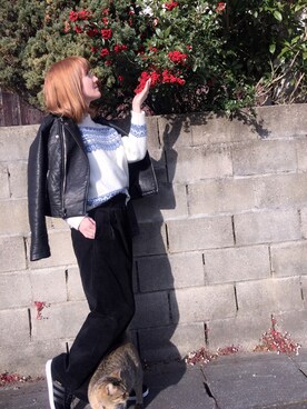 「GU（ジーユー）のアイテム（ニット/セーター、ホワイト系）」を使った、Lana☆さん（レディース・165cm）の冬コーディネート