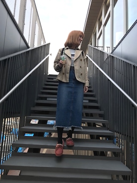 「GU（ジーユー）のアイテム（トレンチコート、ベージュ系）」を使った、Lana☆さん（レディース・165cm）の春コーディネート