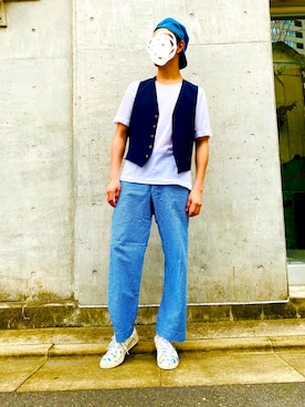 「JUNMEN（ジュンメン）のアイテム（トップス）」を使った、botaoooooさん（メンズ・178cm）の春コーディネート