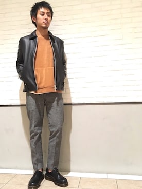 「NANO universe（ナノユニバース）のアイテム（ライダースジャケット）」を使った、nano・universe 札幌ステラプレイス STAFFさん（メンズ・170cm）の秋コーディネート