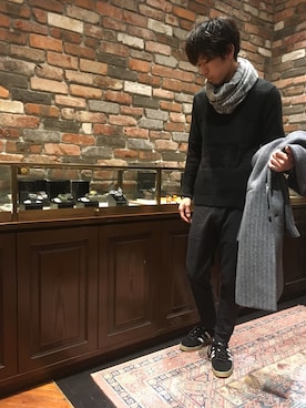 「NANO universe（ナノユニバース）のアイテム（チェスターコート）」を使った、nano・universe 札幌ステラプレイス STAFFさん（メンズ・170cm）の冬コーディネート