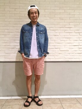 「Saturdays NYC（サタデーズ ニューヨークシティ ）のアイテム（キャップ）」を使った、nano・universe 札幌ステラプレイス STAFFさん（メンズ・170cm）の春コーディネート