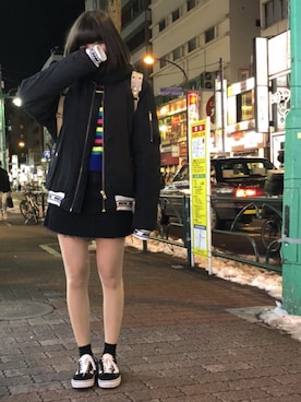 「オルチャンファッション」｜「アイテム（ブルゾン）」を使った、mさん（レディース・163cm）の冬コーディネート