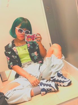 「アロハシャツコーデ」｜のぞみんちょさん（レディース・157cm）の夏コーディネート