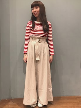 「SEVENDAYS=SUNDAY（セブンデイズサンデイ）のアイテム（Tシャツ/カットソー）」を使った、やまとさん（レディース・157cm）の春コーディネート