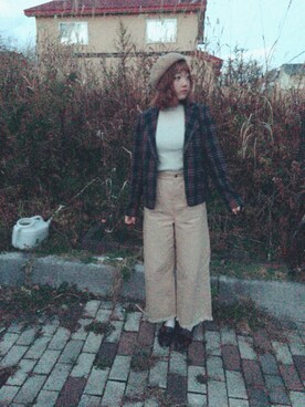 「切りっぱなし」｜「アイテム（ジャケット/アウター）」を使った、よきゃまーねさん（レディース・159cm）の冬コーディネート