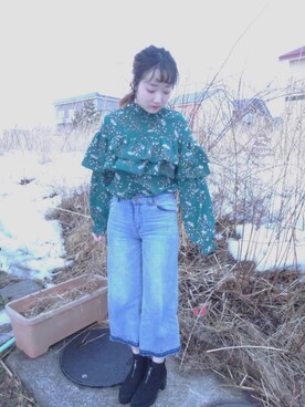 「MASSIVEのアイテム」を使った、よきゃまーねさん（レディース・159cm）の春コーディネート