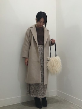 「フェザー」｜「アイテム（チェスターコート）」を使った、kobaminaさん（レディース・158cm）の冬コーディネート