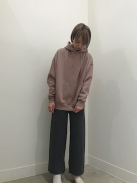 「koe（コエ）のアイテム（パーカー）」を使った、kobaminaさん（レディース・158cm）の冬コーディネート