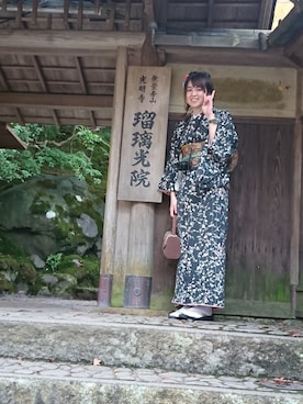 「着物」｜「アイテム（アナログ腕時計）」を使った、ayakaさん（レディース・164cm）の秋コーディネート
