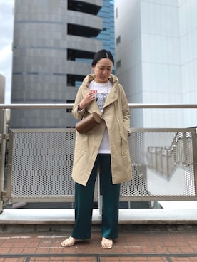 「サテンパンツ」｜「アイテム（ナイロンジャケット）」を使った、h_k_rさん（レディース・162cm）の春コーディネート