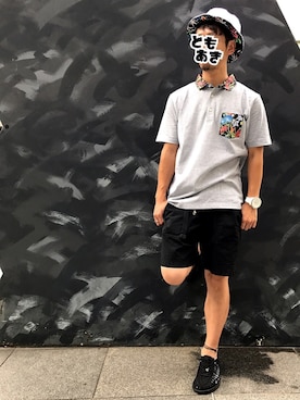 ポロシャツを使った 白ハット のメンズ人気ファッションコーディネート Wear
