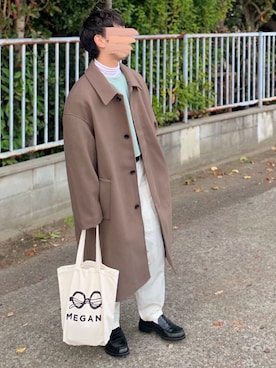 「バルーンパンツ」｜「アイテム（ステンカラーコート）」を使った、ともあき®さん（メンズ・167cm）の冬コーディネート