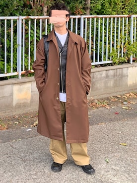 「エコバッグ」｜「アイテム（ライダースジャケット）」を使った、ともあき®さん（メンズ・167cm）の冬コーディネート