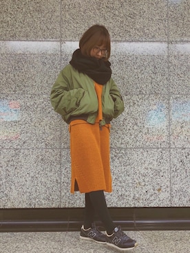 「MOUSSY（マウジー）のHAND DOWN Remake BZ（ブルゾン）」を使った、♡ ℐ i ℓ ℓ 𓈒𓏸  さん（レディース・160cm）の冬コーディネート