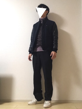 「ダウンベスト」｜「アイテム（スタジャン）」を使った、mk.さん（メンズ・178cm）の冬コーディネート